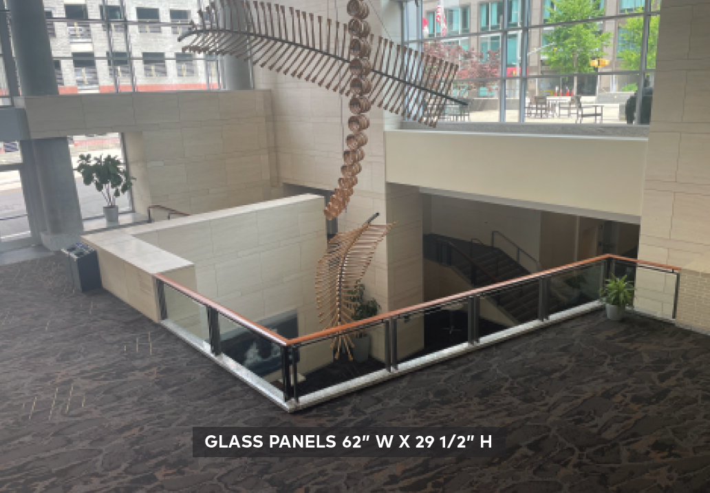 Glass panels 62" wide by 29.5" tall.