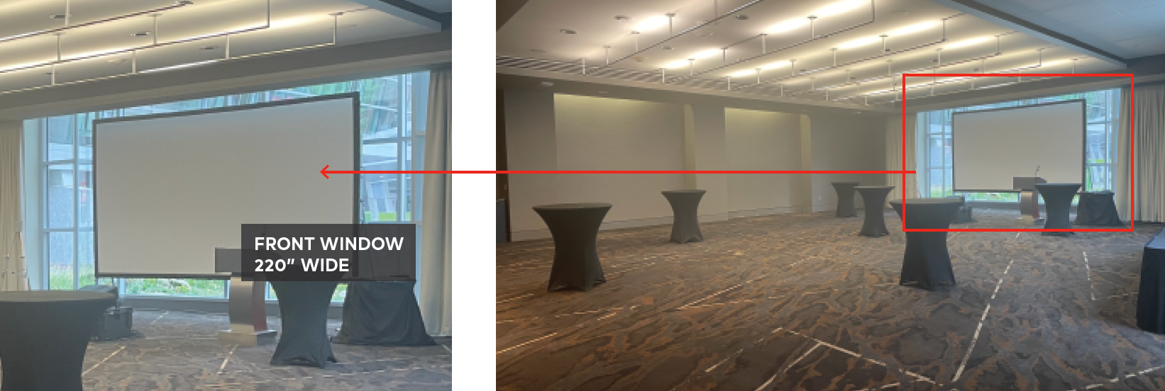 Front window 220" wide.