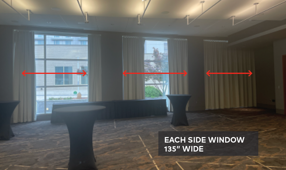 Each side window 135" wide.