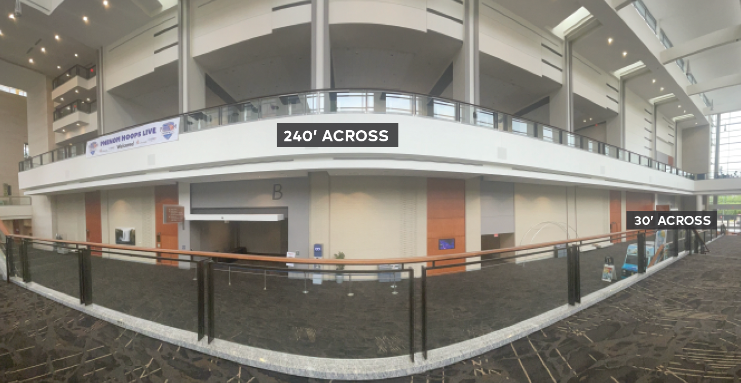 View from level below North Hallway showing full range 240' across.