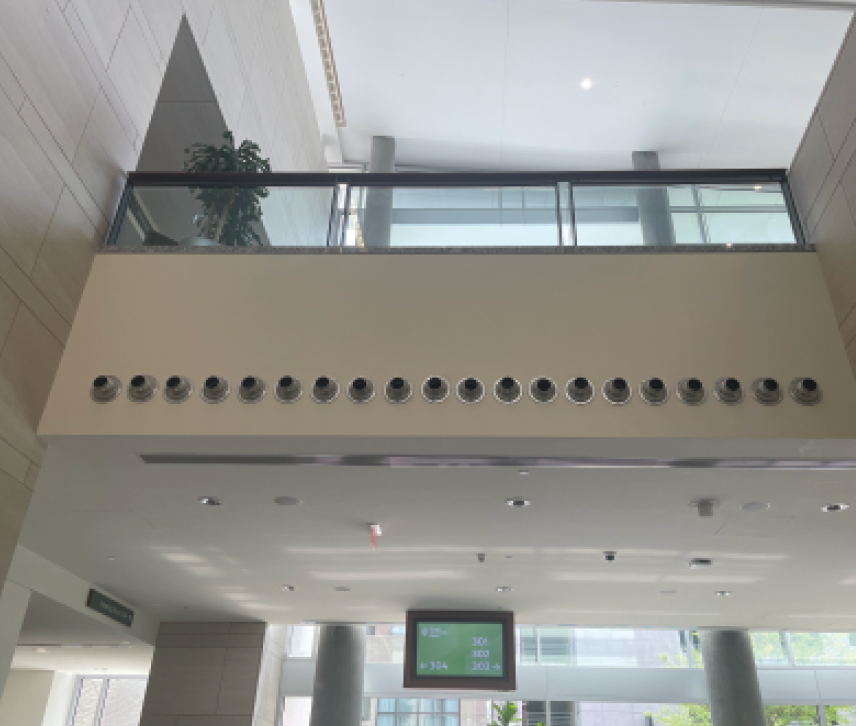 View of 402 landing taken from the level below.