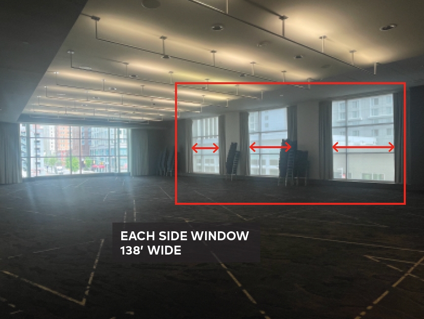 Each side window 138" wide.