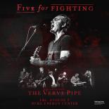 an image with a black background showing John Ondrasik playing the guitar and singing into a mic. The words Five for fighting with special guest the verve pipe fri august 5 duke energy center are shown in red text. The Verve is shown performing below John