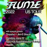 an image of a brightly colored parrot white text is at the top of the image that says Fume 2022 US Tour. Text on the bottom of the image says with special guests Tinashe + Jim-E Stack Sunday June 12 red hat amphitheater Raleigh