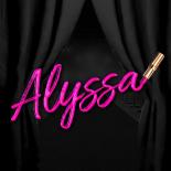 an image with a black background the words Alyssa are written in hot pink script a lipstick tube is shown after the a