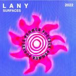 Lany Surfaces 2022: Purple background with bright pink sun reading summer forever