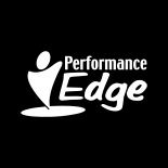 an image with a black background in the center in white is the performance edge logo