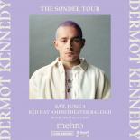 A Photo of Dermot Kennedy staring at the camera wearing a white collar jacket. A light purple background boarders the image reading: The Sonder Tour