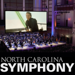 north carolina symphony playing with star wars movie in the background