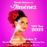 Natalia Jimenez - La Jimenez Tour promotional posted with Natalia posing in a red dress with her hair pulled back and flowers in it with a hot pink wall behind