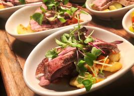 Sliced Duck Breast, Ricotta Dumplings, Seasonal Vegetables, Ginger-Orange Sauce